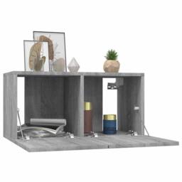Berkfield Home Hanging TV Cabinet Grey Sonoma 2 pcs 60x30x30 cm Engineered Wood - Size: 60 x 30 x 30 cm - thumbnail 1
