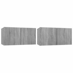 Berkfield Home Hanging TV Cabinet Grey Sonoma 2 pcs 60x30x30 cm Engineered Wood - Size: 60 x 30 x 30 cm - thumbnail 3