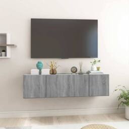Berkfield Home Hanging TV Cabinet Grey Sonoma 2 pcs 60x30x30 cm Engineered Wood - Size: 60 x 30 x 30 cm - thumbnail 2