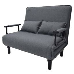 Alivio 2-in-1 Double Folding Sofa Bed - Convertible Sofa Cum Bed with Wide Armrests, 6-Level Adjustable Backrest, Virgin Cotton Filling in Grey - thumbnail 1