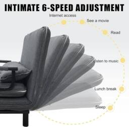 Alivio 2-in-1 Double Folding Sofa Bed - Convertible Sofa Cum Bed with Wide Armrests, 6-Level Adjustable Backrest, Virgin Cotton Filling in Grey - thumbnail 8