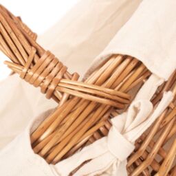 Red Hamper Wicker Cotton Lined Deluxe Shopping Basket in White - Size: Large - thumbnail 4