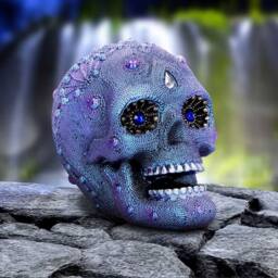 Nemesis Now Bejewelled Resin Skull Ornament Gemstone Mystical Decor 11cm in Purple - thumbnail 2