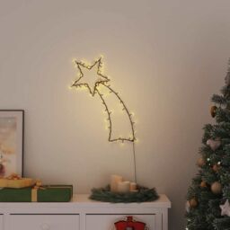 Berkfield Home Christmas Lights Shooting Star Silhouette 80 LEDs Warm White in Black - thumbnail 2