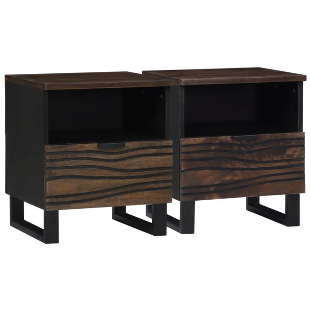 Berkfield Home Bedside Cabinets 2 pcs 40 x 33 x 46 cm Solid Wood Mango in Brown - image 1