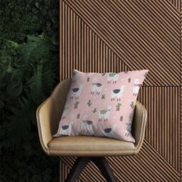 Warren Reed - Designer Happy Lama Outdoor Cushion in Pink - Size: 45 cm x 45 cm - thumbnail 2