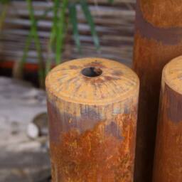 Primrose Water Feature Tubes Corten Steel 3 Tiered Colour LEDs Reservoir 135cm in Copper - thumbnail 8