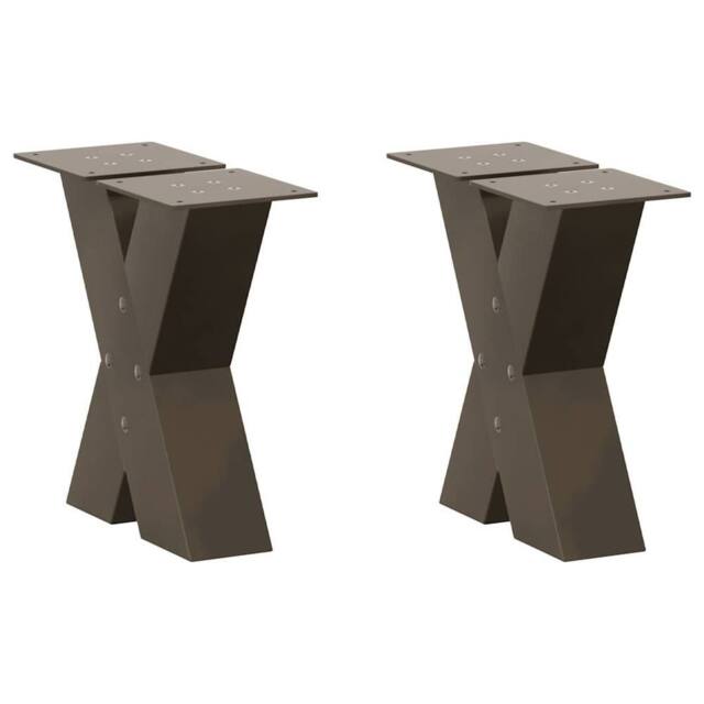 Berkfield Home Coffee Table Legs X-Shaped 2 pcs Natural Steel 30x(30-31) cm Steel in Brown - image 1