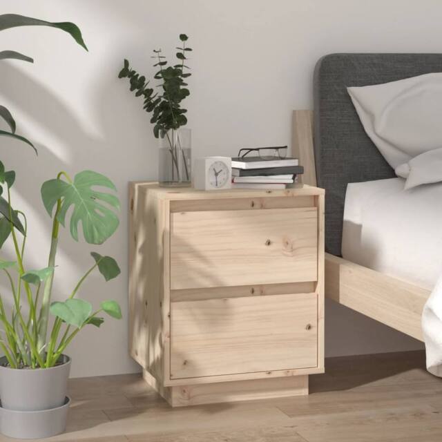 Berkfield Home Bedside Cabinet 40x35x50 cm Solid Wood Pine in Brown - Size: 40 x 35 x 50 cm - image 1