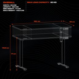 X Rocker Ascend 120cm Electric Height Adjustable Gaming Desk in Black - Size: 1 Pack - thumbnail 6