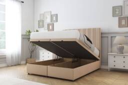 "Comfort Beds Lorenzo Plush Ottoman Bed Base-54"" Floor Standing Headboard in Stone - Size: Small Single" - thumbnail 2