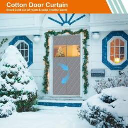 VOGREX Magnetic Thermal Door Curtain, Oxford Cloth Windproof in Grey - Size: 90 cm width x 210 cm drop - thumbnail 2