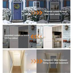 VOGREX Magnetic Thermal Door Curtain, Oxford Cloth Windproof in Grey - Size: 90 cm width x 210 cm drop - thumbnail 6