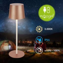 BRILONER Coffee LED Table Lamp Rechargeable Light Dimmable Cordless 34.5cm in Brown - thumbnail 3