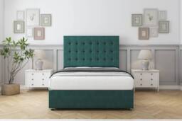 "Sloomy Alabama Plush Divan Set 2 Drawers-54"" Headboard in Emerald - Size: Super King" - thumbnail 2