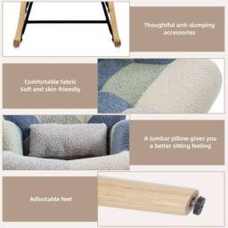 Rolipo Multicoloured Teddy Rocking Chair with Footstool & Solid Wood Legs - thumbnail 5