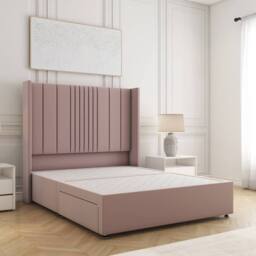 "BSSPOKE Charlotte Divan Bed Plush Velvet 54""Headboard & No Mattress No Drawers in Pink - Size: Double" - thumbnail 1