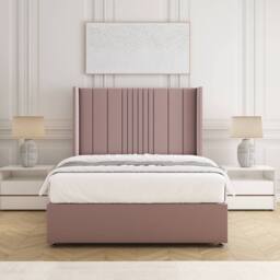 "BSSPOKE Charlotte Divan Bed Plush Velvet 54""Headboard & No Mattress No Drawers in Pink - Size: Double" - thumbnail 3