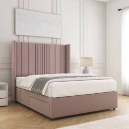 "BSSPOKE Charlotte Divan Bed Plush Velvet 54""Headboard & No Mattress No Drawers in Pink - Size: Double" - thumbnail 2