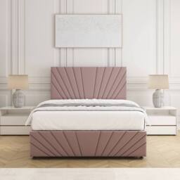 "BSSPOKE Rose Plush Velvet Divan Bed Set 24"" Headboard & 4 Drawers No Mattress in Pink - Size: Double" - thumbnail 3