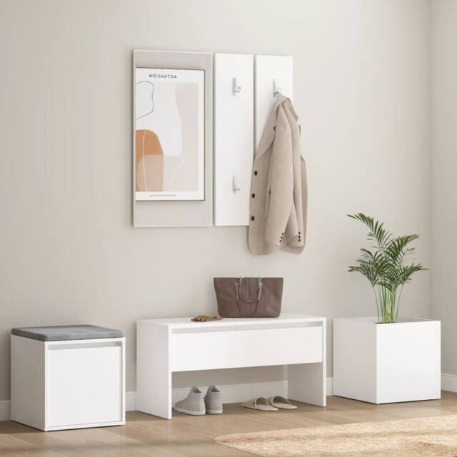 Berkfield Home Hallway Furniture Set White Engineered Wood - image 1