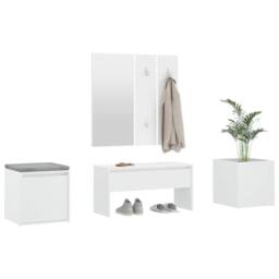 Berkfield Home Hallway Furniture Set White Engineered Wood - thumbnail 4