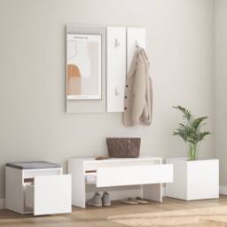 Berkfield Home Hallway Furniture Set White Engineered Wood - thumbnail 3