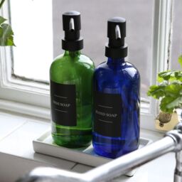 Harbour Housewares 500ml Glass Soap Dispenser - Refillable Hand Wash Bottle with Pump in Blue - thumbnail 7