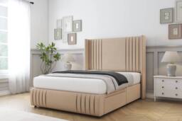 "Sloomy Camden Plush Divan Set 2 Drawers-54"" Wingback-Footboard in Stone - Size: Small Double" - thumbnail 3