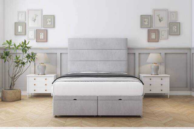 "Comfort Beds Rosa Naples Ottoman Bed Base-54"" Floor Standing Headboard in Silver - Size: Small Double" - image 1