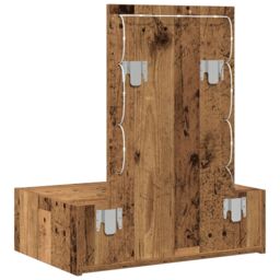 Berkfield Home Wall Hanging Dressing Table with LED Lights Old Wood in Brown - thumbnail 7