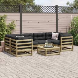 Berkfield Home 7 Piece Garden Sofa Set Impregnated Wood Pine in Brown - thumbnail 3