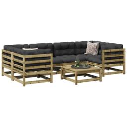 Berkfield Home 7 Piece Garden Sofa Set Impregnated Wood Pine in Brown - thumbnail 1