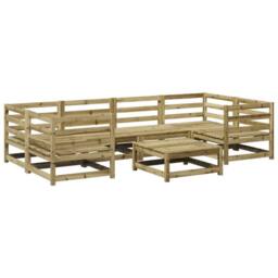 Berkfield Home 7 Piece Garden Sofa Set Impregnated Wood Pine in Brown - thumbnail 2