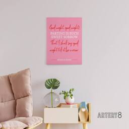 "Artery8 Shakespeare Quote Parting Sweet Sorrow Canvas Wall Art Print in Pink - Size: W18"" x H24""" - thumbnail 3