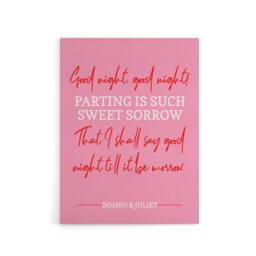 "Artery8 Shakespeare Quote Parting Sweet Sorrow Canvas Wall Art Print in Pink - Size: W18"" x H24""" - thumbnail 1