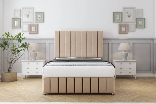 "Comfort Beds Sara Plush Divan Set 2 Drawers-26"" Headboard-Footboard in Stone - Size: King" - image 1