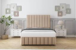"Comfort Beds Sara Plush Divan Set 2 Drawers-26"" Headboard-Footboard in Stone - Size: King"
