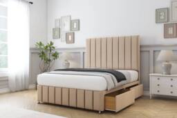 "Comfort Beds Sara Plush Divan Set 2 Drawers-26"" Headboard-Footboard in Stone - Size: King" - thumbnail 2
