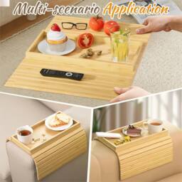 Nordara Bamboo Sofa Arm Rest Organiser Remote Control Holder Tray in Natural - thumbnail 4
