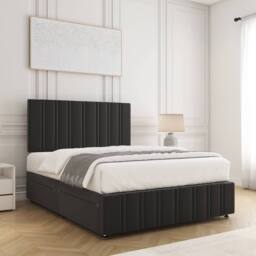 "BSSPOKE Isabella Divan Bed Set Plush Velvet 24""Headboard & Mattress No Drawers in Black - Size: Single" - thumbnail 2