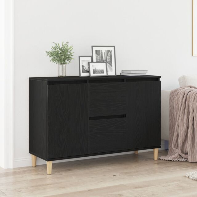 Berkfield Home Black Oak Sideboard - 101x35x60 cm - Made of Engineered Wood - Size: 101 x 35 x 60 cm - image 1