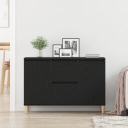 Berkfield Home Black Oak Sideboard - 101x35x60 cm - Made of Engineered Wood - Size: 101 x 35 x 60 cm - thumbnail 4