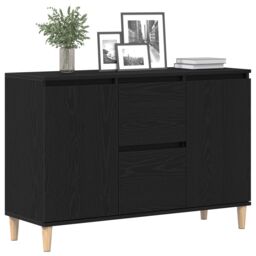 Berkfield Home Black Oak Sideboard - 101x35x60 cm - Made of Engineered Wood - Size: 101 x 35 x 60 cm - thumbnail 3