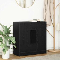 Berkfield Home Sideboard with Drawers & Doors Black Oak 70.5x34x74.5 cm