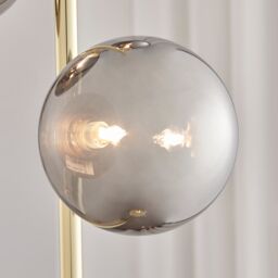 FurnitureboxUK Lazio Brass Plated Art Deco Tree Floor Lamp With 3 Smoked Glass Globes in Gold - thumbnail 3