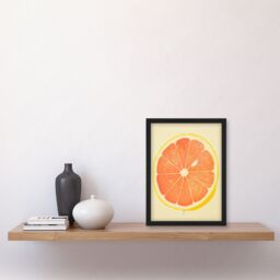 Artery8 Wall Art Print Juicy Sliced Orange Bright Fruit Citrus Minimalist Kitchen Artwork Framed in Yellow - Size: A4 - thumbnail 4