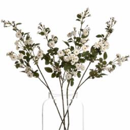 Lemon Pavilion Furniture and Decor Wild Meadow Rose Artificial Flower - L15 x W15 x H74 cm - White - thumbnail 4