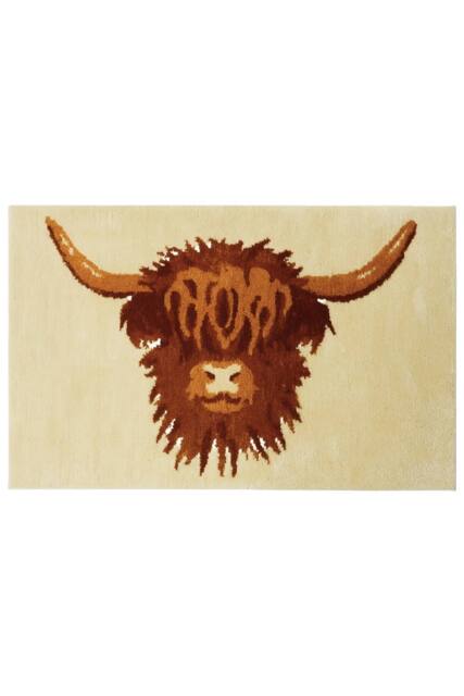 Allure Bath Fashions Luxury Highland Cow Bath Mat - Non Slip & Super Soft in Beige - image 1