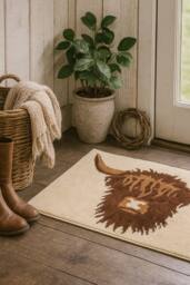 Allure Bath Fashions Luxury Highland Cow Bath Mat - Non Slip & Super Soft in Beige - thumbnail 6